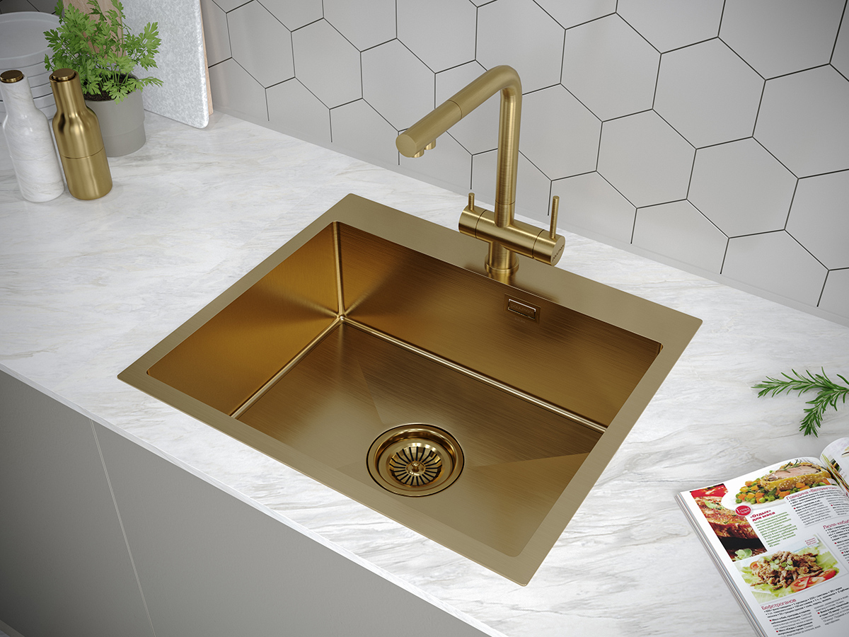 Paulmark Мойка нерж. Сталь AISI304 ISAR, PM805951-BG, брашированное золото, 590х510мм